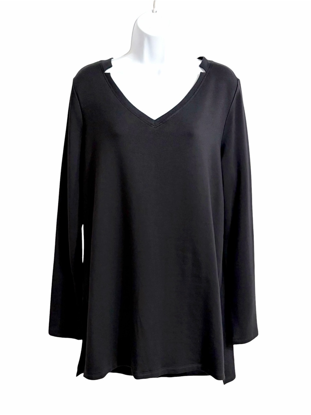 Soma Wknd French Terry Tunic Top Womens L Black Cozy Soft Loungewear Minimalist